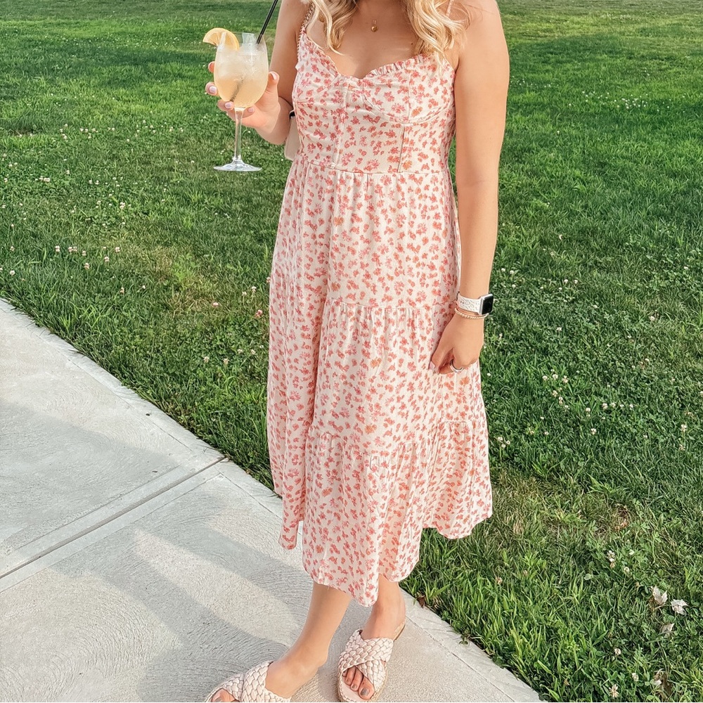 Floral White and Pink Summer Dress
